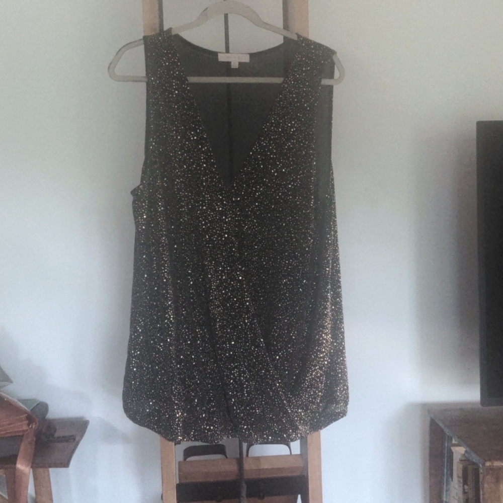 Stretchy Anthropologie Tank - black/gold/silver - XL